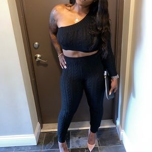 Two Piece One Sleeve Sweater Set